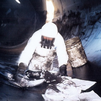 technician mixing safe cleaning solution.